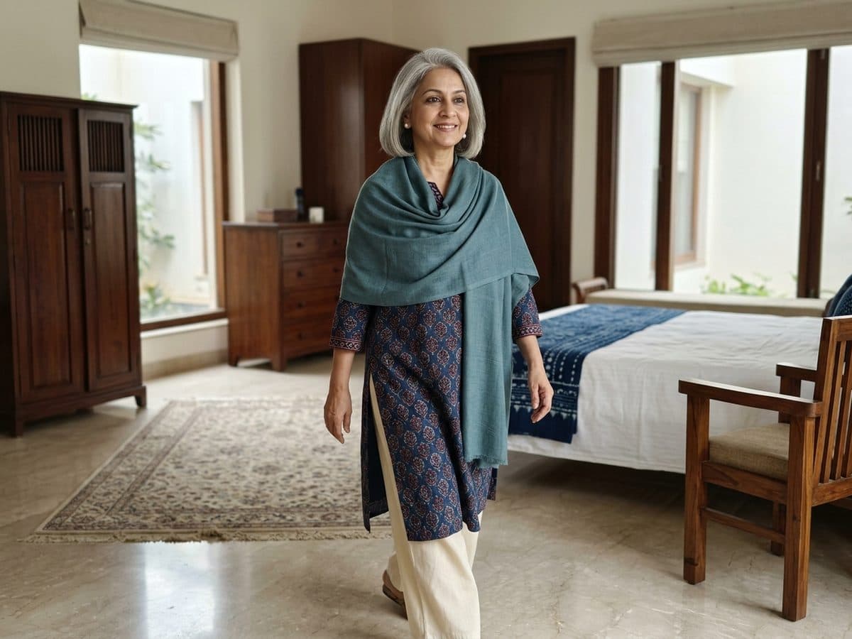 Post-meal walk: an older Indian adult demonstrating the exercise at home