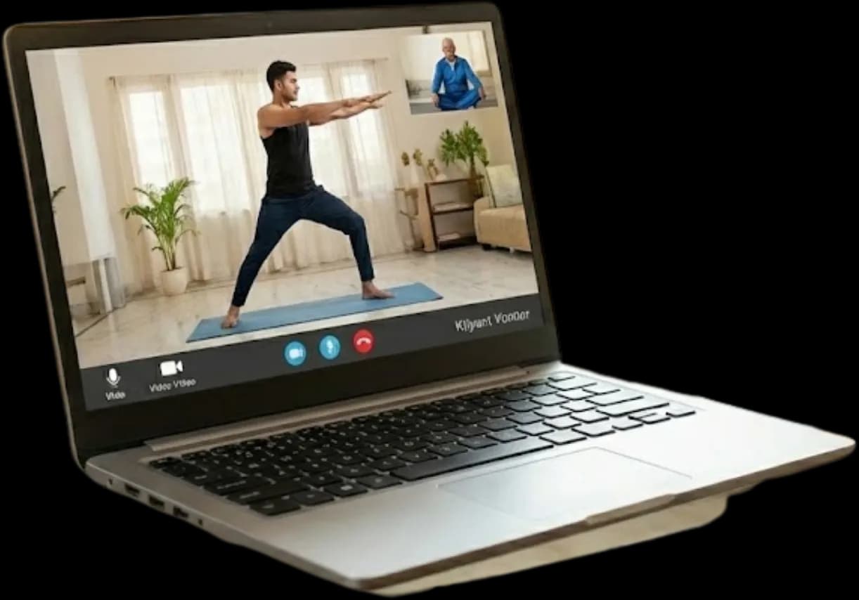 Live fitness session on screen